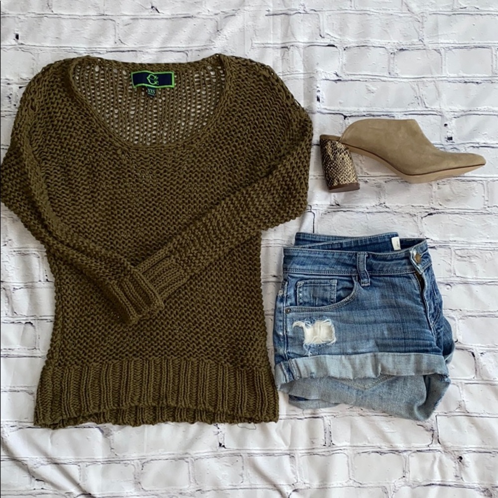 C WONDER XXS cotton olive knit sweater